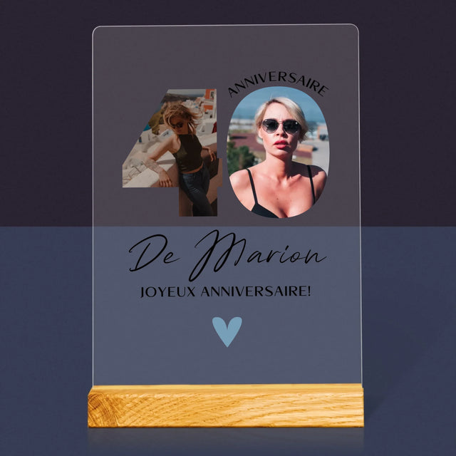 Collage Photo De Lettre: 40 Ans, Des Beaux Moments - Impression Sur Verre Acrylique 