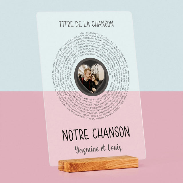 La Photo Et Un Texte: Notre Chanson Avec Les Paroles - Impression Sur Verre Acrylique 