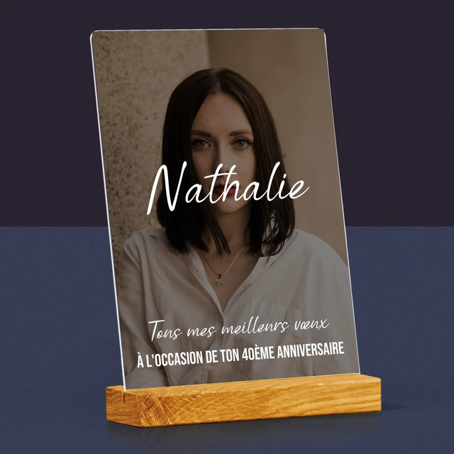 La Photo Et Un Texte: 40E Anniversaire Joyeux Anniversaire - Impression Sur Verre Acrylique 