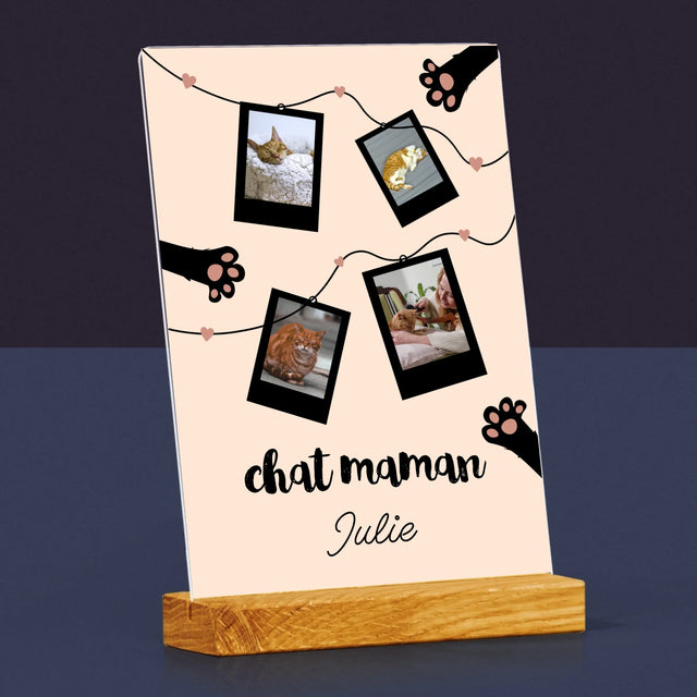 Le Collage Photo: Chat Maman Polaroïds - Impression Sur Verre Acrylique 