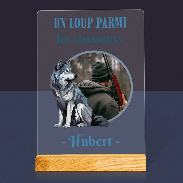 La Photo Et Un Texte: Un Loup Parmi Les Chasseur - Impression Sur Verre Acrylique 
