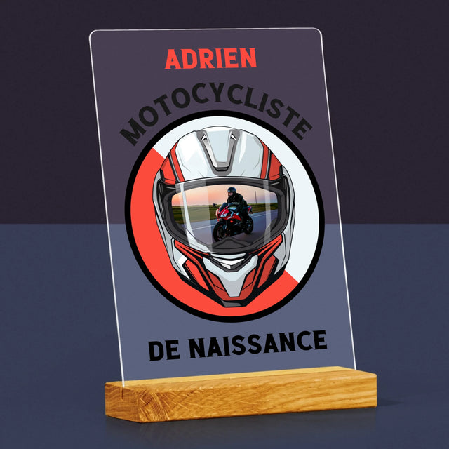 La Photo Et Un Texte: Motocycliste De Naissance - Impression Sur Verre Acrylique 