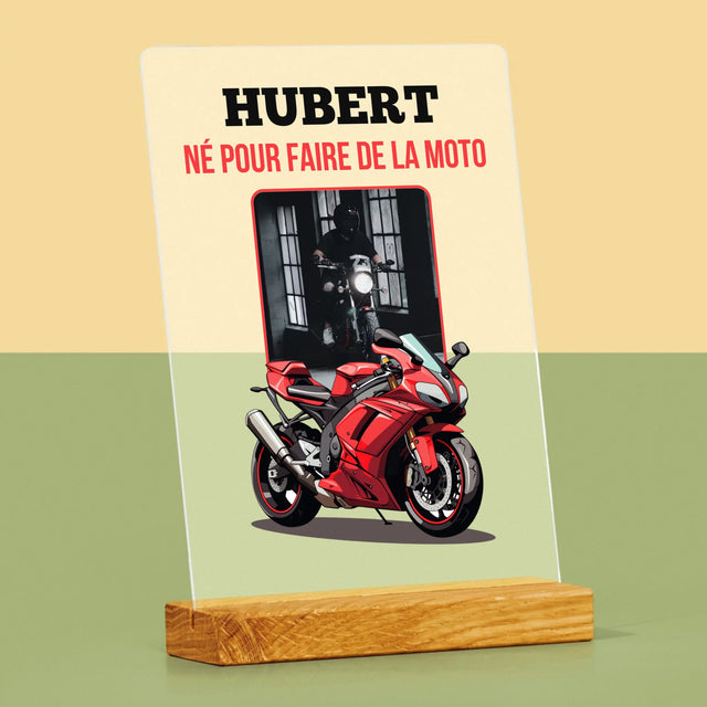 La Photo Et Un Texte: Né Pour Faire De La Moto - Impression Sur Verre Acrylique 