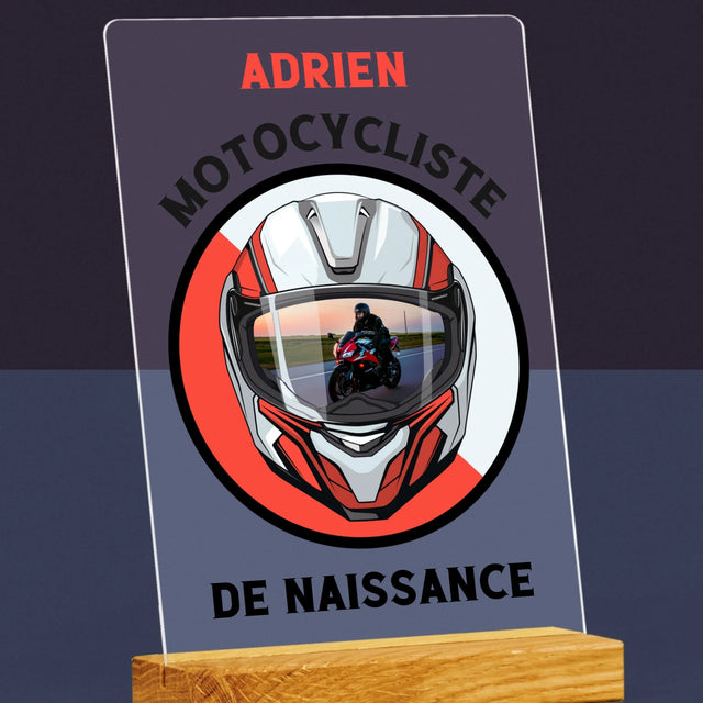 La Photo Et Un Texte: Motocycliste De Naissance - Impression Sur Verre Acrylique 
