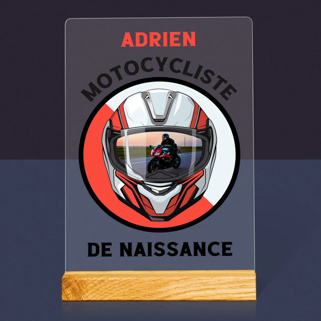 La Photo Et Un Texte: Motocycliste De Naissance - Impression Sur Verre Acrylique 