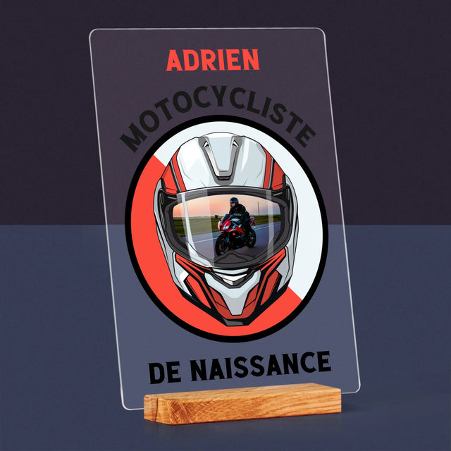 La Photo Et Un Texte: Motocycliste De Naissance - Impression Sur Verre Acrylique 