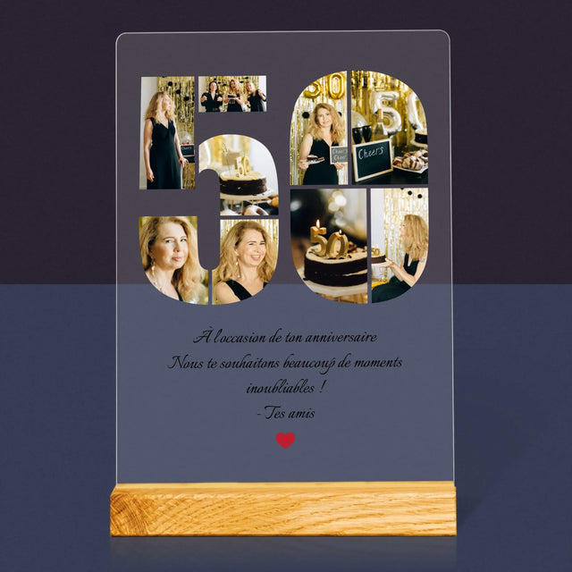 Forme Des Photos: 50 Anniversaire Vœux - Impression Sur Verre Acrylique 
