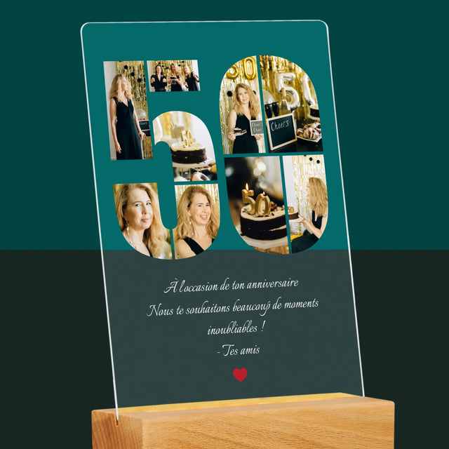 Forme Des Photos: 50 Anniversaire Vœux - Impression Sur Verre Acrylique 