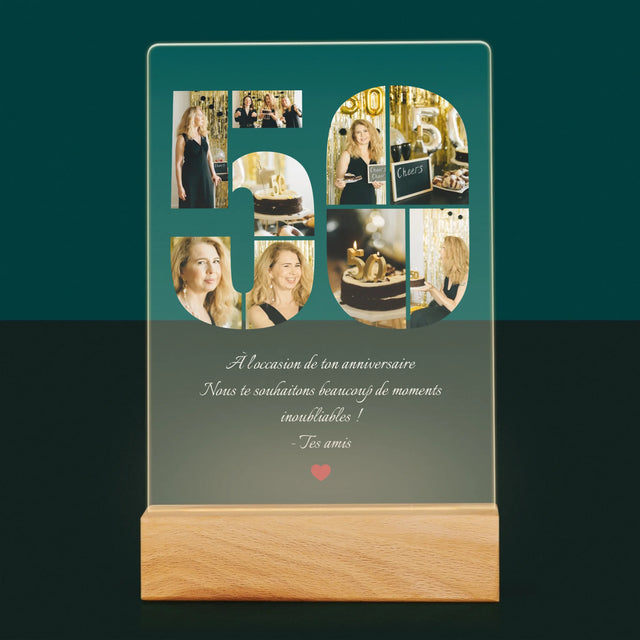 Forme Des Photos: 50 Anniversaire Vœux - Impression Sur Verre Acrylique 
