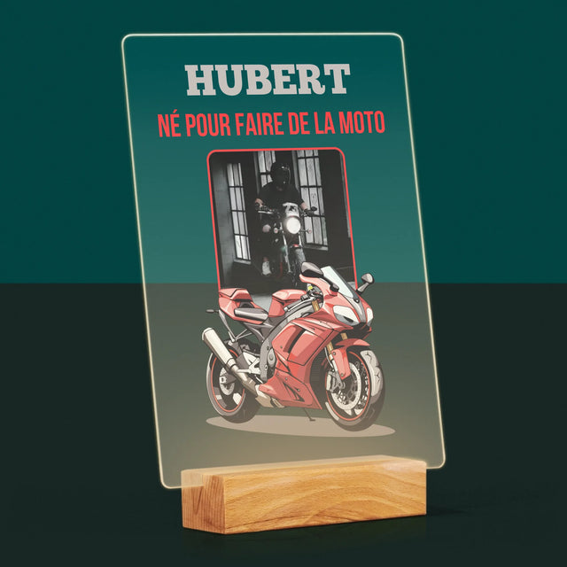 La Photo Et Un Texte: Né Pour Faire De La Moto - Impression Sur Verre Acrylique 
