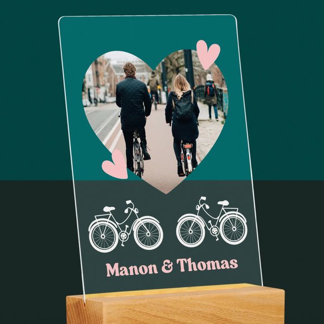 La Photo Et Un Texte: Couple De Cyclistes - Impression Sur Verre Acrylique 