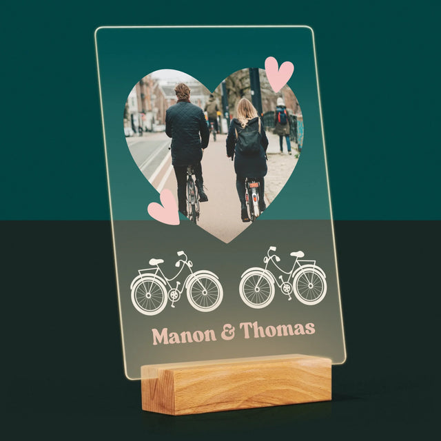 La Photo Et Un Texte: Couple De Cyclistes - Impression Sur Verre Acrylique 
