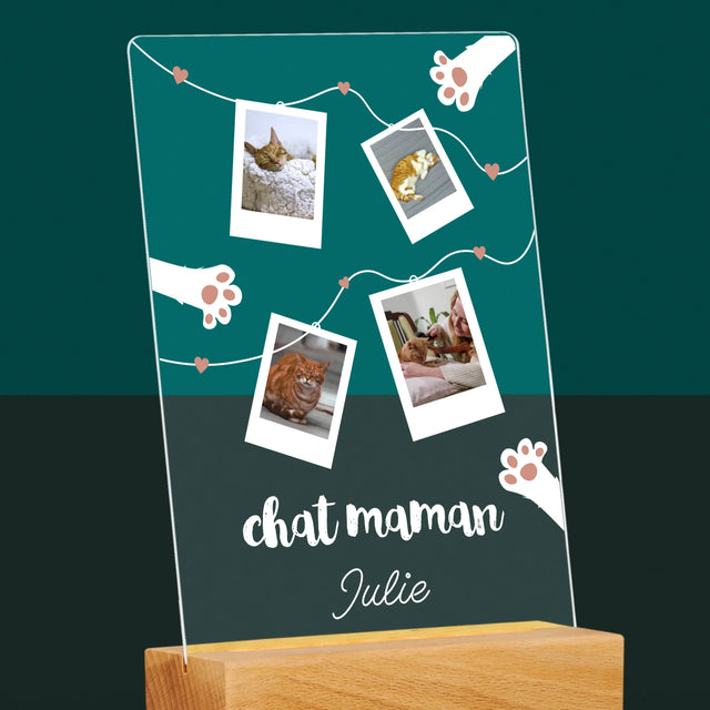 Le Collage Photo: Chat Maman Polaroïds - Impression Sur Verre Acrylique 