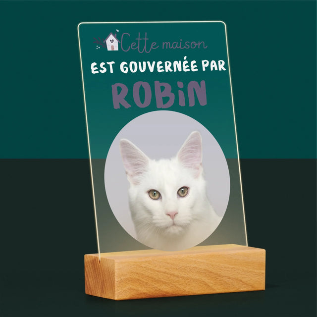 La Photo Et Un Texte: Cette Maison Est Gouvernée Par L'Animal - Impression Sur Verre Acrylique 