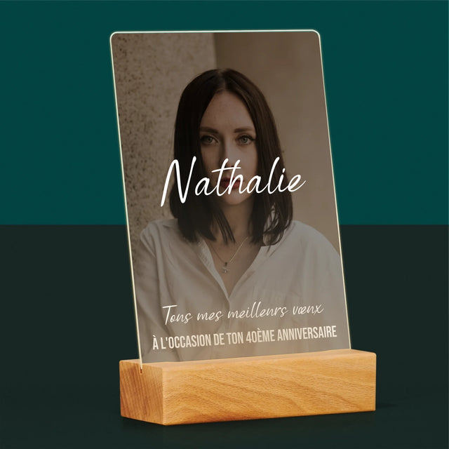 La Photo Et Un Texte: 40E Anniversaire Joyeux Anniversaire - Impression Sur Verre Acrylique 