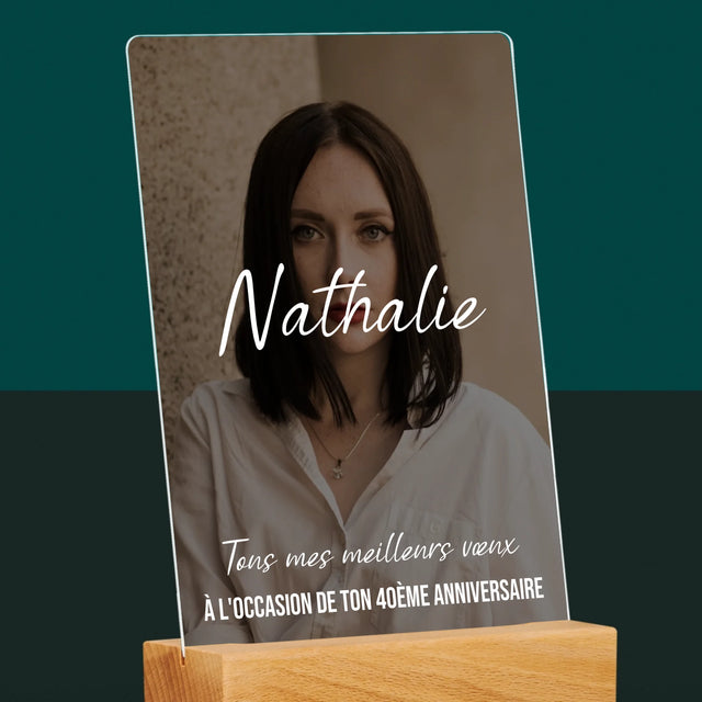 La Photo Et Un Texte: 40E Anniversaire Joyeux Anniversaire - Impression Sur Verre Acrylique 