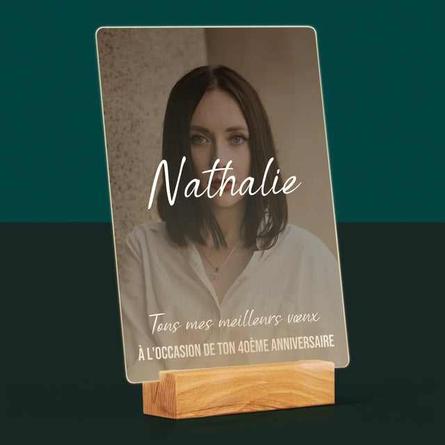 La Photo Et Un Texte: 40E Anniversaire Joyeux Anniversaire - Impression Sur Verre Acrylique 