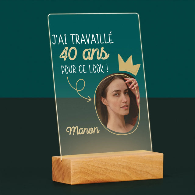 La Photo Et Un Texte: J'Ai Travaillé 40 Ans Pour Ce Look - Impression Sur Verre Acrylique 
