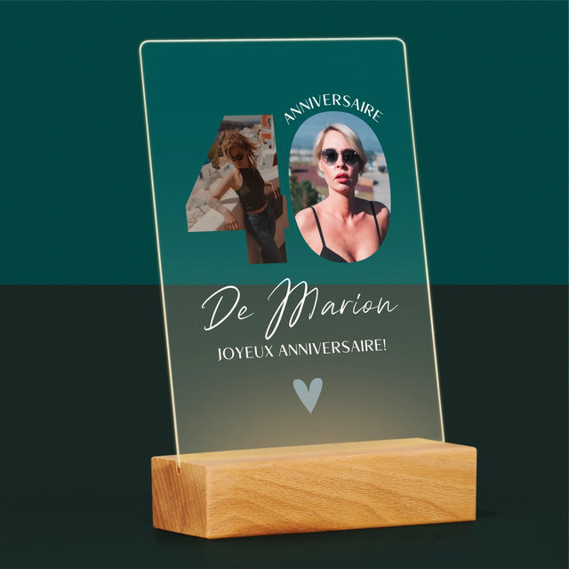 Collage Photo De Lettre: 40 Ans, Des Beaux Moments - Impression Sur Verre Acrylique 