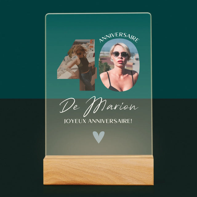 Collage Photo De Lettre: 40 Ans, Des Beaux Moments - Impression Sur Verre Acrylique 