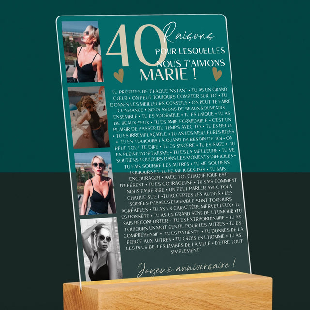 Le Collage Photo: 40 Raisons - Impression Sur Verre Acrylique 