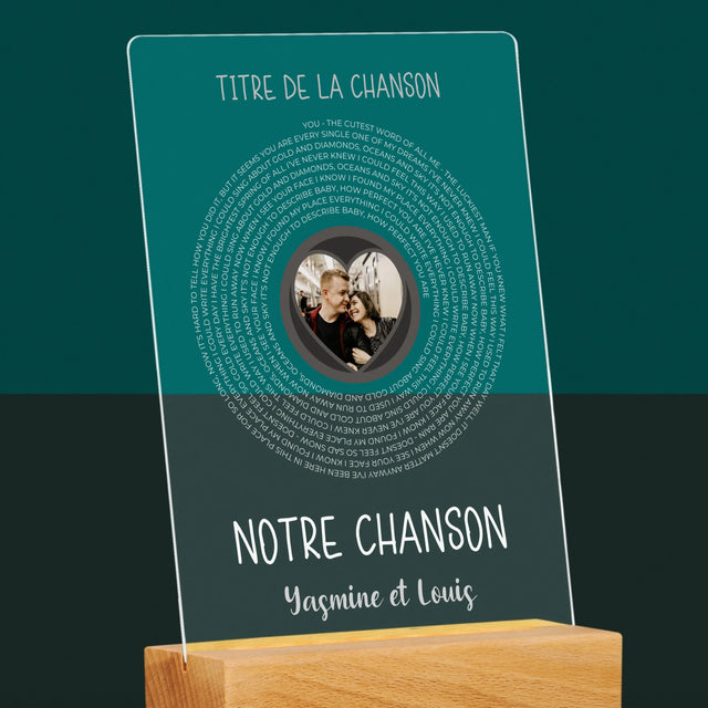 La Photo Et Un Texte: Notre Chanson Avec Les Paroles - Impression Sur Verre Acrylique 
