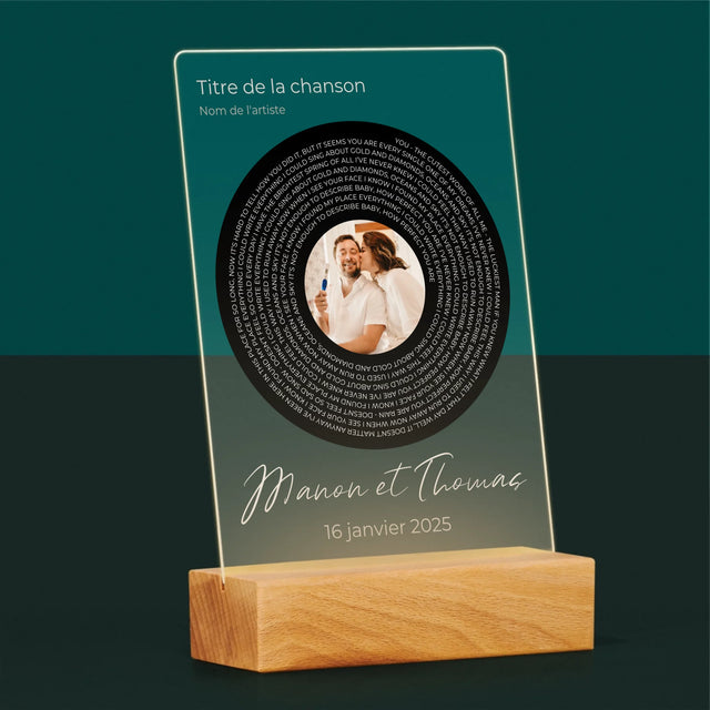 La Photo Et Un Texte: Paroles De Chanson Avec Votre Photo - Impression Sur Verre Acrylique 