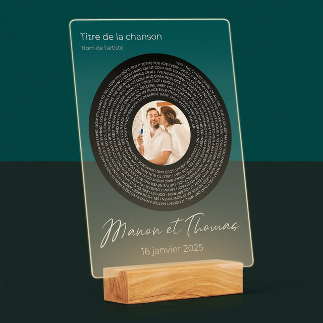 La Photo Et Un Texte: Paroles De Chanson Avec Votre Photo - Impression Sur Verre Acrylique 