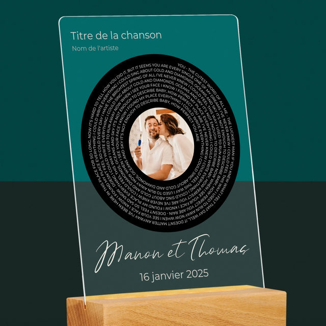La Photo Et Un Texte: Paroles De Chanson Avec Votre Photo - Impression Sur Verre Acrylique 