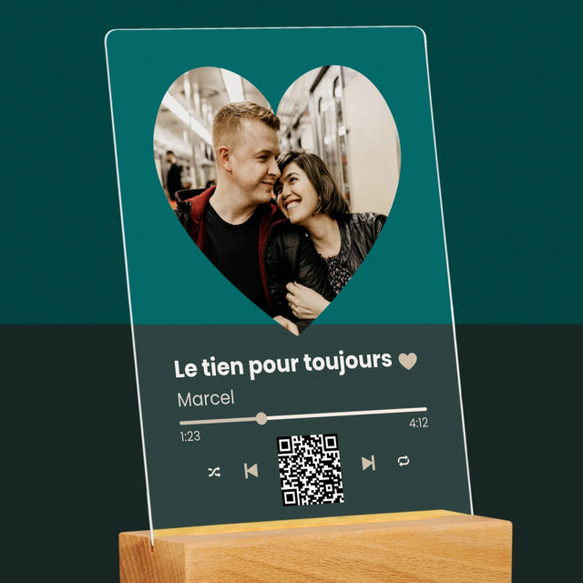 La Photo Et Un Texte: Notre Chanson Cœur Code Qr - Impression Sur Verre Acrylique 