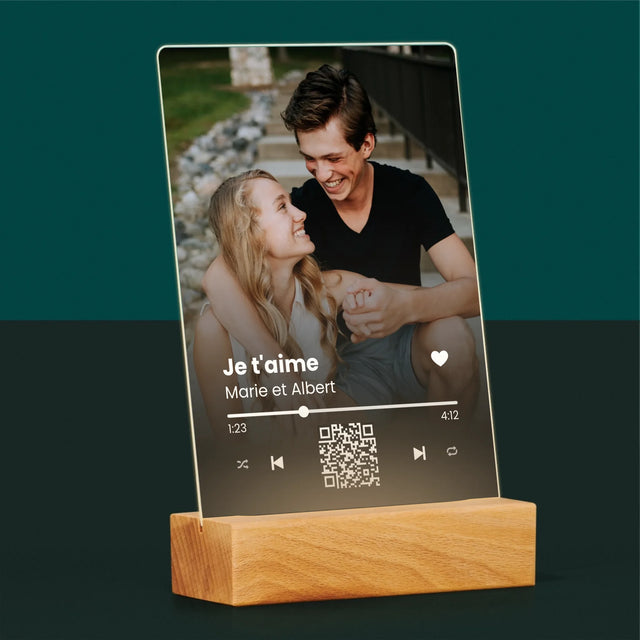 La Photo Et Un Texte: Votre Chanson Code Qr  - Impression Sur Verre Acrylique 