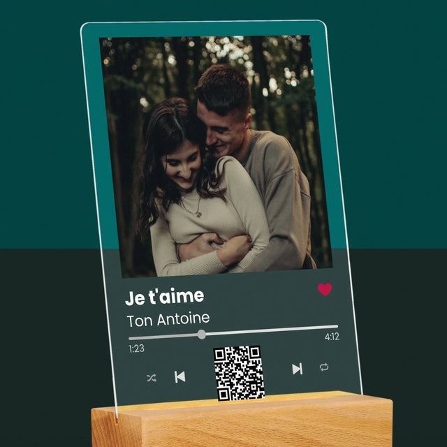 La Photo Et Un Texte: Spotify Avec Code Qr - Impression Sur Verre Acrylique 