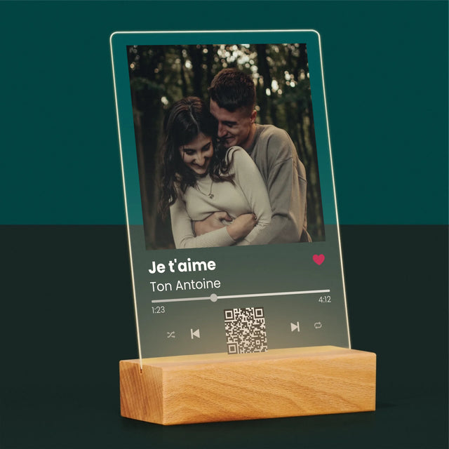 La Photo Et Un Texte: Spotify Avec Code Qr - Impression Sur Verre Acrylique 