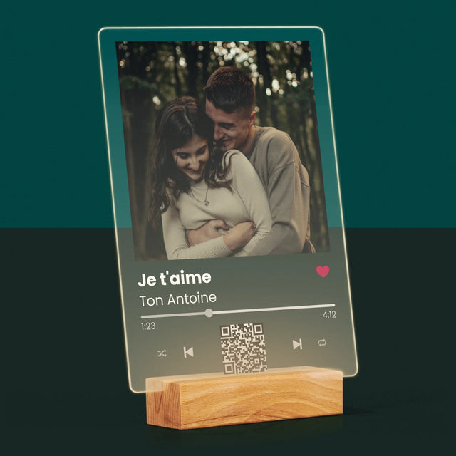 La Photo Et Un Texte: Spotify Avec Code Qr - Impression Sur Verre Acrylique 