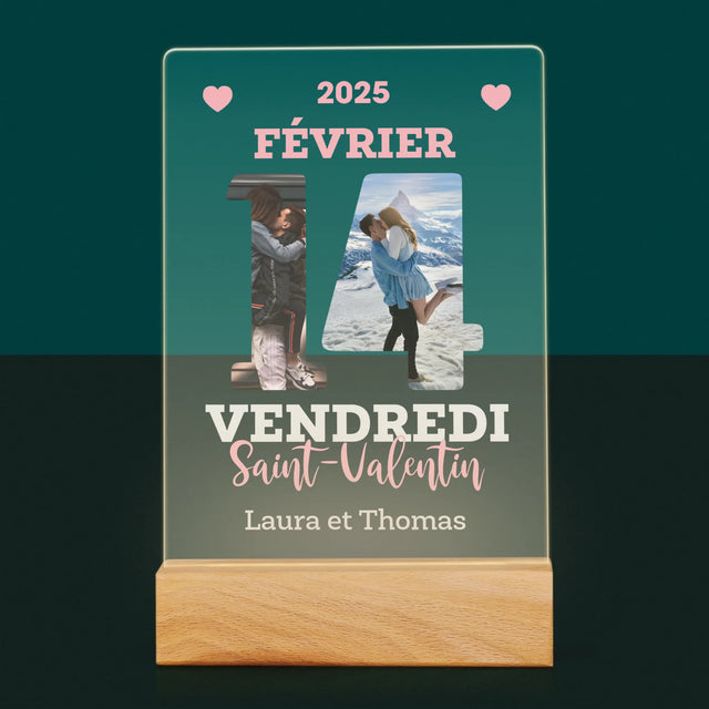 Collage Photo De Lettre: Carte Calendrier Saint-Valentin - Impression Sur Verre Acrylique 