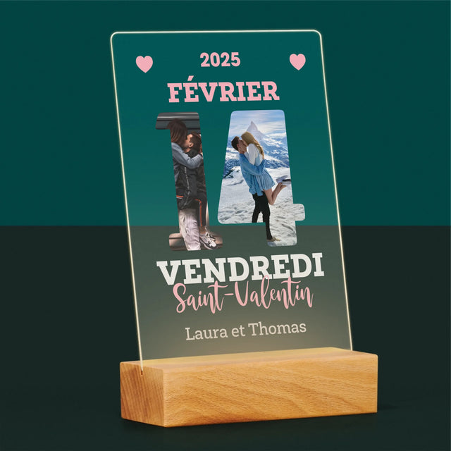 Collage Photo De Lettre: Carte Calendrier Saint-Valentin - Impression Sur Verre Acrylique 