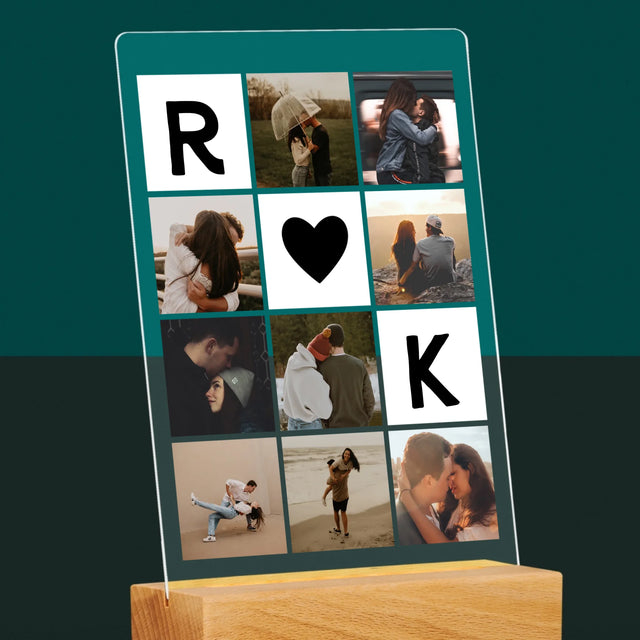 Le Collage Photo: Les Monogrammes D'Amour Avec Photos - Impression Sur Verre Acrylique 