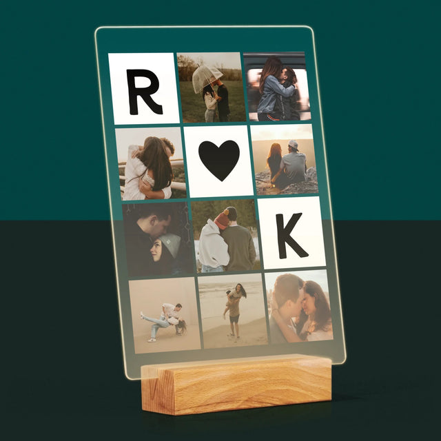 Le Collage Photo: Les Monogrammes D'Amour Avec Photos - Impression Sur Verre Acrylique 