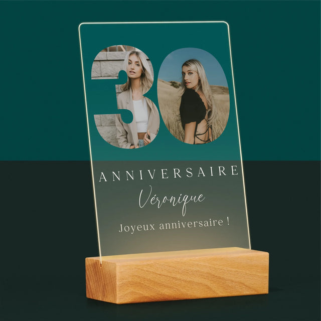 Collage Photo De Lettre: 30E Anniversaire Et Texte En Bas - Impression Sur Verre Acrylique 