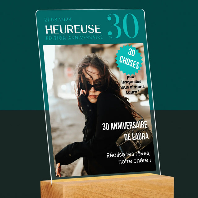 La Couverture De Magazine: Heureuse 30 - Impression Sur Verre Acrylique 