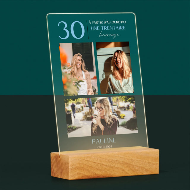 Le Collage Photo: À Partir D'Aujourd'Hui 30 Heureuse - Impression Sur Verre Acrylique 