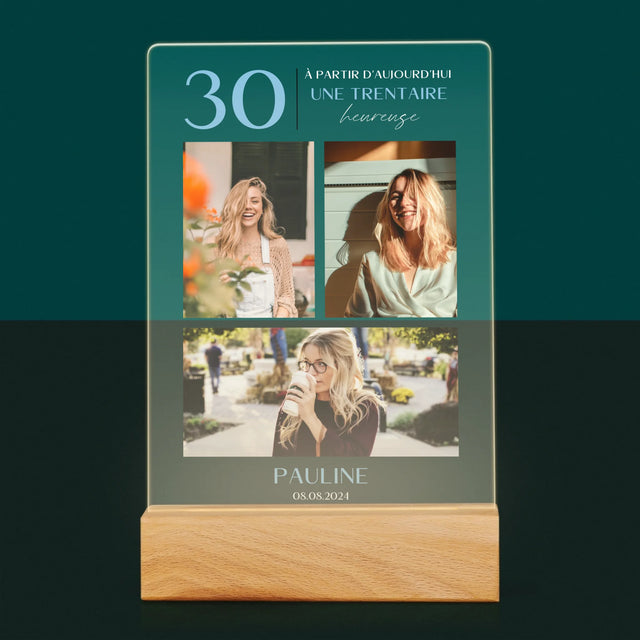 Le Collage Photo: À Partir D'Aujourd'Hui 30 Heureuse - Impression Sur Verre Acrylique 