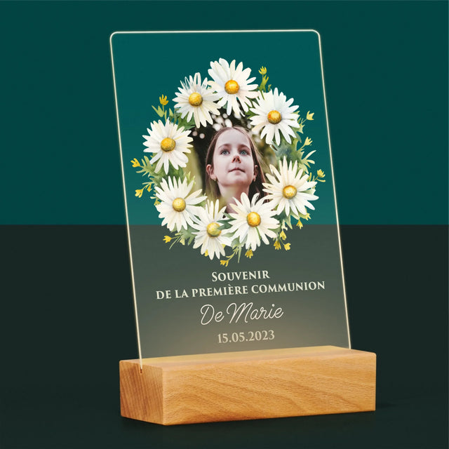La Photo Et Un Texte: Souvenir De Communion, Marguerites - Impression Sur Verre Acrylique 