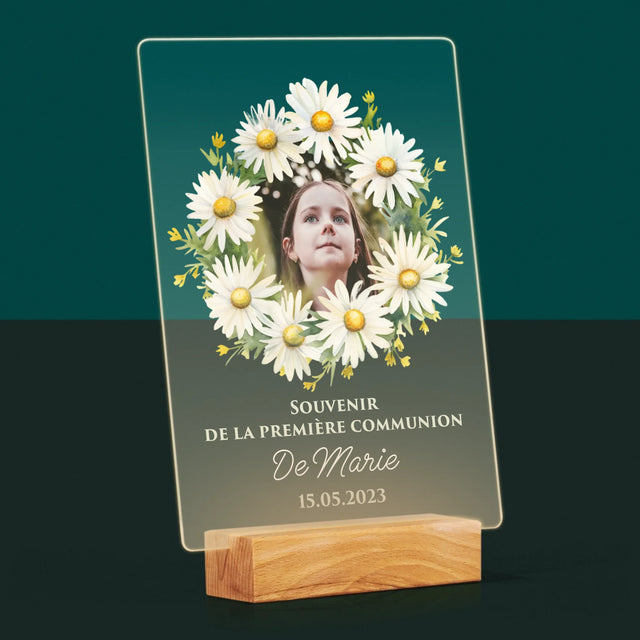La Photo Et Un Texte: Souvenir De Communion, Marguerites - Impression Sur Verre Acrylique 