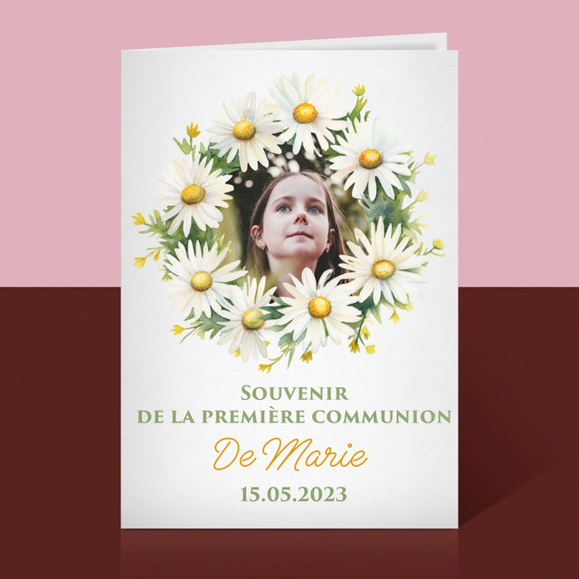 La Photo Et Un Texte: Souvenir De Communion, Marguerites - Carte De Vœux