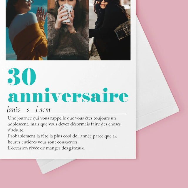 Le Collage Photo: 30E Anniversaire, Définition - Carte De Vœux