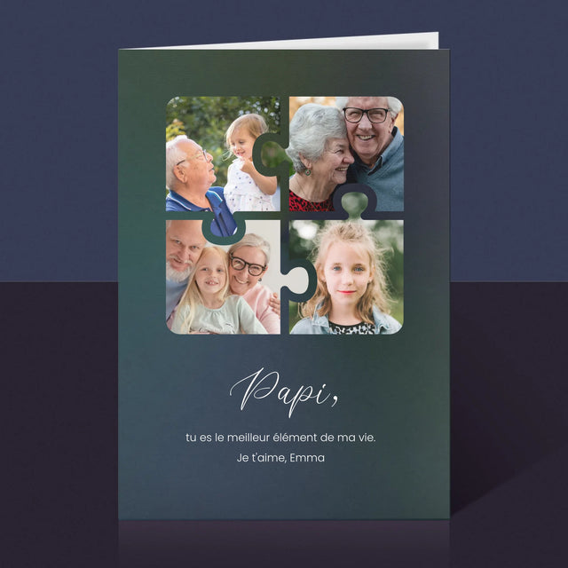 Le Collage Photo: Casse-Tête, Un Cœur Pour Grand-Papa - Carte De Vœux