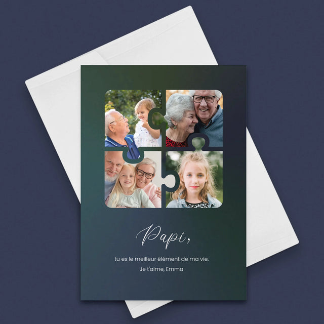 Le Collage Photo: Casse-Tête, Un Cœur Pour Grand-Papa - Carte De Vœux