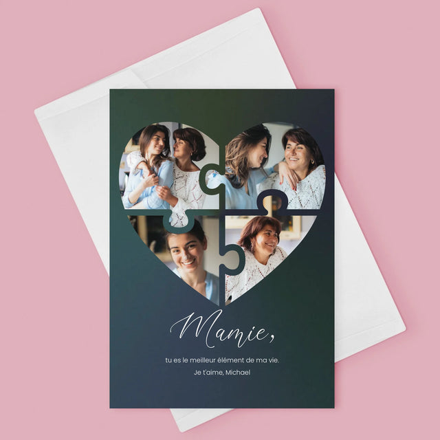 Le Collage Photo: Casse-Tête, Un Cœur Pour Grand-Mère - Carte De Vœux