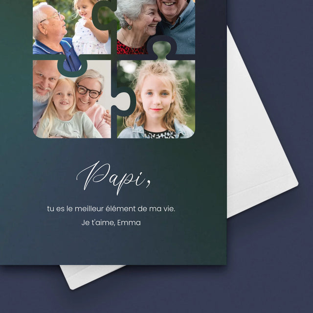 Le Collage Photo: Casse-Tête, Un Cœur Pour Grand-Papa - Carte De Vœux